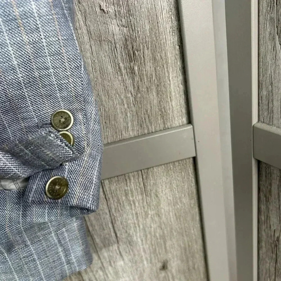 Robert Talbot Linen Blazer Men’s Medium Sports Coat 3 Buttons Blue with Stripes - Picture 5 of 9